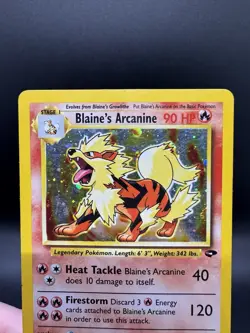 Pokemon TCG Blaine's Arcanine 1/132 Holo Unlimited Gym Challenge - HP/Damaged - Image 3