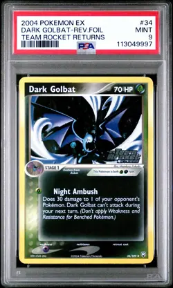 POKEMON EX TEAM ROCKET RETURNS DARK GOLBAT #34 REVERSE PSA 9 MINT #113049997 - Image 1
