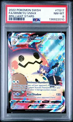 2022 POKEMON SWORD & SHIELD BRILLIANT STARS #TG17 FULL ART/MIMIKYU VMAX PSA 8 - Image 1