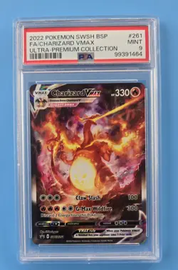 2022 POKEMON SWSH BLACK STAR PROMO SWSH261 FULL ART/CHARIZARD VMAX PSA 9 - Image 1