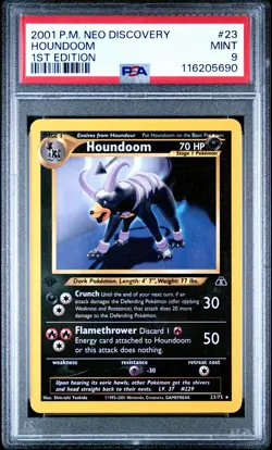 2001 POKEMON NEO DISCOVERY 1ST ED #23 HOUNDOOM PSA 9 - Image 1
