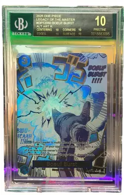 One Piece TCG OP12-060 Boeuf Burst Manga Event Alt Art BGS 10 Black Label Pop 1 - Image 1