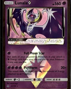 Lunala Prism Star Prism Rare SM - Ultra Prism 62/156 Psychic Pokemon Card TCG - Image 1