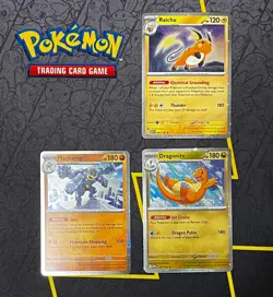 Sam's Club 151 Cosmo Holo Pokemon Cards - RAICHU / MACHAMP / DRAGONITE - Image 1
