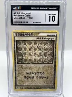 Alph Lithograph TWO HGSS Unleashed Secret Rare 2010 Pokemon Card CGC 10 - Image 1