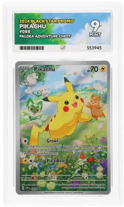 Pokemon Card Pikachu 88 Paldea Adventure Black Star Promo Ace Grade 9 not PSA - Image 1