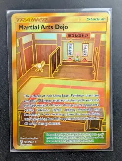 Pokemon TCG Martial Arts Dojo 268/236 Gold Secret Cosmic Eclipse Pokemon Card - Image 1