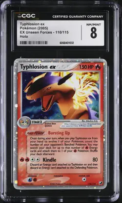 CGC 8 Typhlosion ex 2005 EX Unseen Forces 110/115 Holo Pokemon Card - Image 1