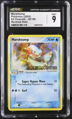 CGC 9 MINT Marshtomp 2005 EX Emerald 36/106 Reverse Holo Stamped Pokemon Card - Image 1