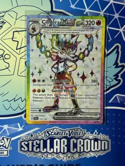 Pokemon Stellar Crown SV07 Cinderace ex 157/142 UR Full Art Ultra Rare NM - Image 1