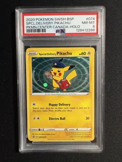 2020 POKEMON SWSH BLACK STAR PROMO #074 SPECIAL DELIVERY PIKACHU-HOLO PSA 8 - Image 1