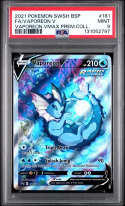 2021 POKEMON SWSH BLACK STAR PROMO #181 FULL ART/VAPOREON V PSA 9 - Image 1