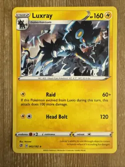 Pokemon TCG Luxray Rebel Clash 062/192 NON Holo Rare NM - Image 1