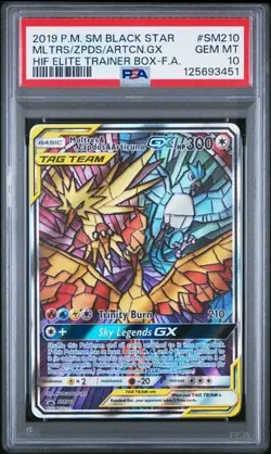 PSA 10 - MOLTRES & ZAPDOS & ARTICUNO GX FA SM210 - 2019 POKEMON BLACK STAR PROMO - Image 1