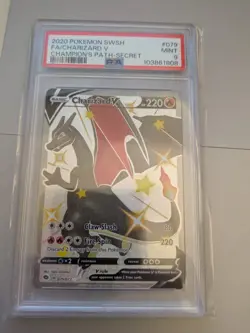 2020 Pokemon TCG Champions' Path Shiny Charizard v 79/73 Secret PSA 9 - Image 1