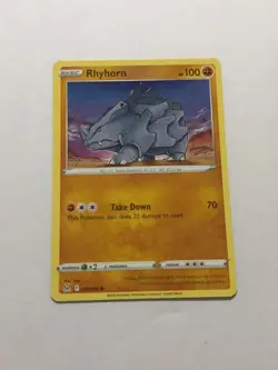 Pokemon Card Lost Origin Low Insufficient Ink Error Rhyhorn 089/196 Near Mint - Image 1