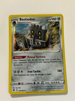 Pokemon Card Astral Radiance Holographic Bleed Error Bastiodon 110/189 NM - Image 2