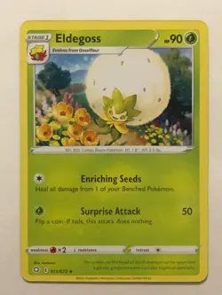 Pokemon Card Shining Fates Low Ink Error Eldegoss 015/072 NM - Image 1
