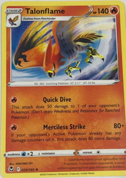 Pokemon Card Silver Tempest Ink Issue Error Talonflame 029/195 Near Mint - Image 2