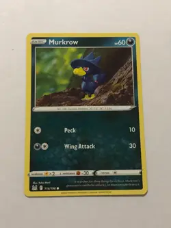 Pokemon Card Lost Origin Low Insufficient Ink Error Murkrow 114/196 Near Mint - Image 1