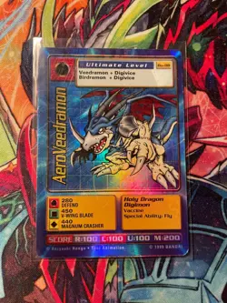 Digimon CCG AeroVeedramon Bo-88 Foil 1999 Bandai Rare Card DAMAGED** - Image 1