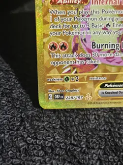 Pokemon TCG Charizard EX Obsidian Flames Holo Gold Rare Card 228/197 Mint NM - Image 3