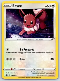 Eevee - Evolving Skies SWSH127 Black Star Promo Cosmos Holo Pokemon Card LP - Image 1