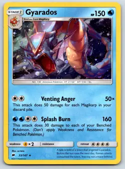 Gyarados - Cosmos Holo - Burning Shadows 33/147 Rare Promo Pokemon Card LP - Image 1