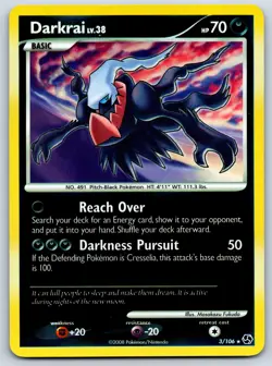 Darkrai - Reverse Holo Legends Awakened 3/106 Rare Diamond Pearl Pokemon Card MP - Image 1