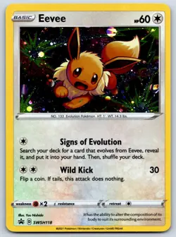 Eevee - Chilling Reign SWSH118 Black Star Promo Cosmos Holo Pokemon Card LP - Image 1