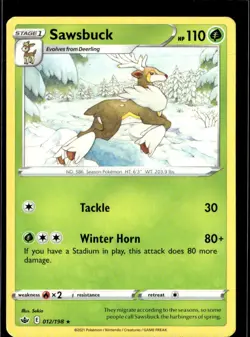 Pokemon Sawsbuck 012/198 Chilling Reign Non Holo Rare 4 Card Lot - Image 1