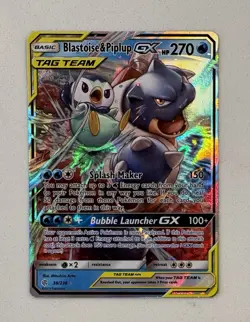 Pokemon TCG Blastoise and Piplup Holo Card 38/236 GX Tag Team MINT - Image 1