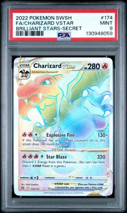 2022 POKEMON SWORD & SHIELD BRILLIANT STARS #174 FULL ART/CHARIZARD VSTAR PSA 9 - Image 1