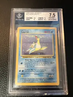 Lapras 10/62 Holo 1999 Pokemon Fossil Vintage WoTC BGS 7.5 NEAR MINT + - Image 1