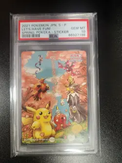 2021 Pokemon PIKACHU Let's Have Fun! Spring, Pokeka-Sticker Japanese PSA 10 - Image 1