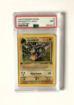 PSA 9 Aerodactyl Holo 1999 Fossil 1/62 1st edition Rare Pokemon Mint - Image 1