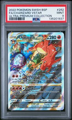2022 POKEMON SWSH BLACK STAR PROMO #262 FULL ART/CHARIZARD VSTAR PSA 9 - Image 1