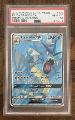Gyarados GX Full Art 101/111 Pokemon Sun & Moon Crimson Invasion Holo PSA 10 Gem - Image 1