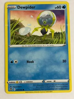 Pokemon TCG Silver Tempest Ink Smear Error Dewpider 047/195 Near Mint - Image 1