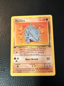 1st First Edition Rhyhorn 61/64 Jungle Pokemon F3 1999 WoTC TCG Vintage LP - Image 1