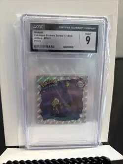 1999 Artbox Pokemon Stickers Series 1 Prizm Meowth Pr10 CGC 9 MINT - Image 1