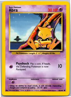 Abra - Base Set 043/102 - Common - NM Pokemon TCG - Image 1