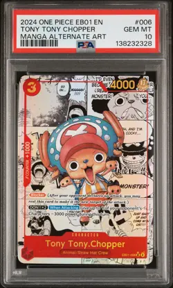 2024 ONE PIECE EB01-EXTRA BOOSTER -MEMORIAL COLL- #006 TONY TONY CHOPPER PSA 10 - Image 1