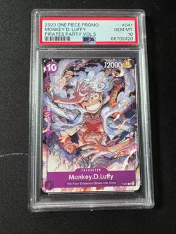 2023 Monkey D. Luffy P-041 EN Promo | One Piece Pirates Party Vol. 5 PSA 10 - Image 1