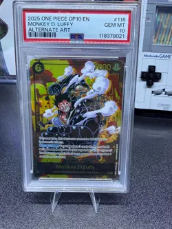 2025 ONE PIECE OP10-ROYAL BLOOD ALTERNATE ART #118 MONKEY D. LUFFY PSA 10 - Image 1