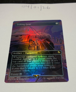 Magic the Gathering MTG Fishing Gear x1 Borderless FOIL Card NM/M - Image 1