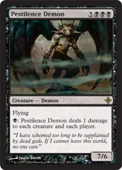 MTG Pestilence Demon - Foil, Heavy Play, English Rise of the Eldrazi - Image 1