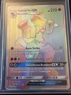 Pokemon Lucario GX 135/131 Secret Rare Holo SM Forbidden Light English Card - Image 1