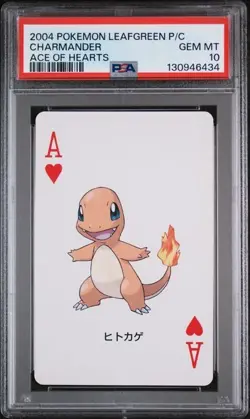 PSA 10 2004 POKEMON LEAFGREEN VERSION PLAYING CARDS CHARMANDER ACE OF HEARTS - Image 1