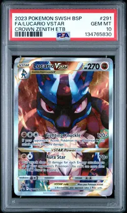 PSA 10 2023 Pokemon Swsh Black Star Promo #291 Full Art Lucario Vstar - Image 1